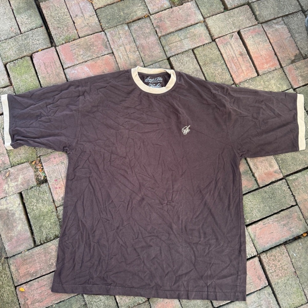 Southpole Signature Series Ringer T-Shirt Mens XL Brown Tan Y2K Baggy Streetwear